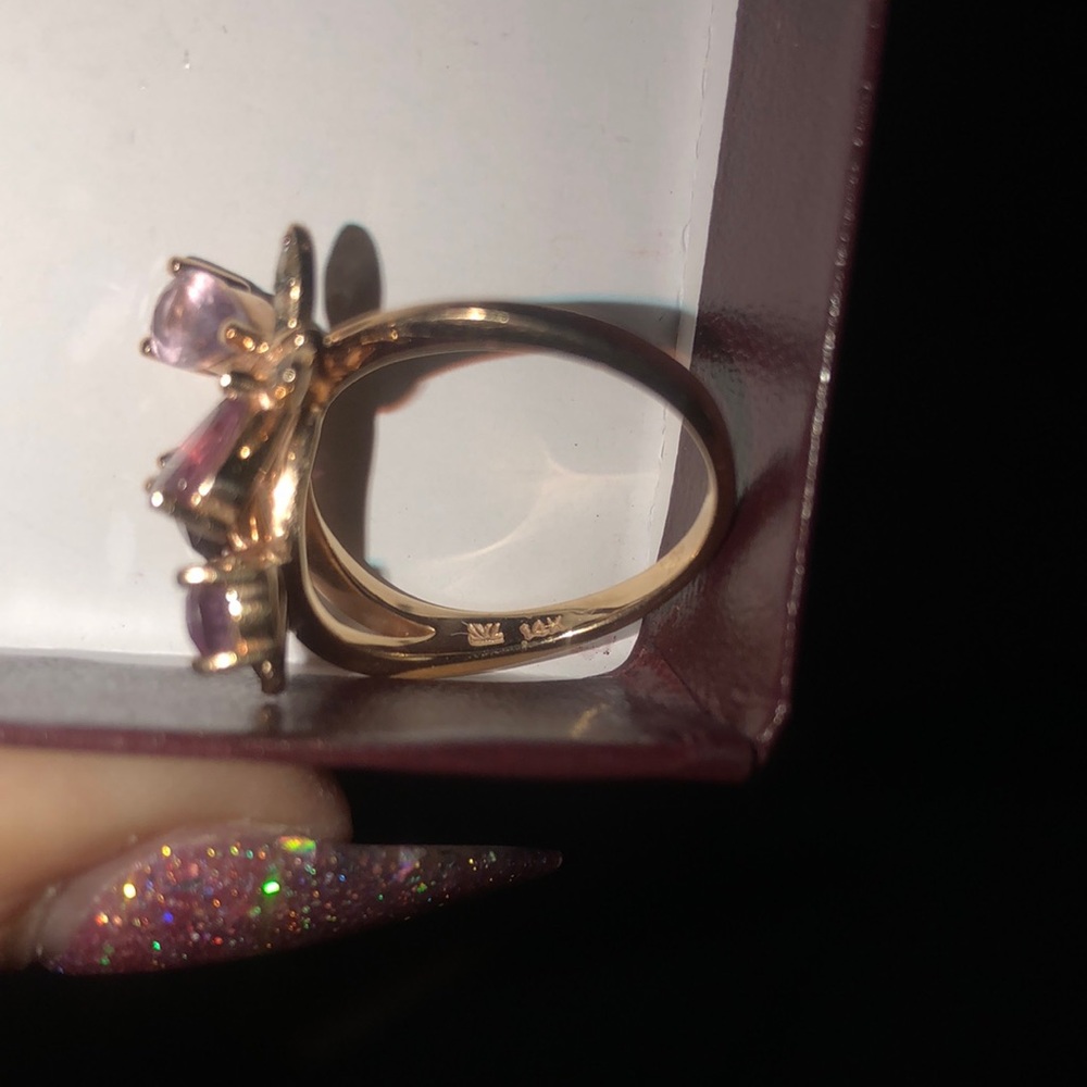 Le vain butterfly ring beautiful 14 kt gold engraved in ring - Picture 7 of 10